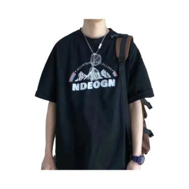 Imagem de Camiseta Masculina Oversized De Moda Coreana, Solta, Vintage, Com Esta
