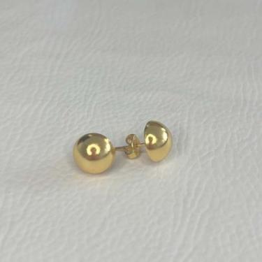 Imagem de Brinco Meia Bola Lisa 1,0cm Folheado a Ouro 18k - Maise Joias