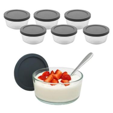 Imagem de Kit 6 Pote Tigela De Vidro Bowl Redondo Com Tampa Hermética Marmita Fi