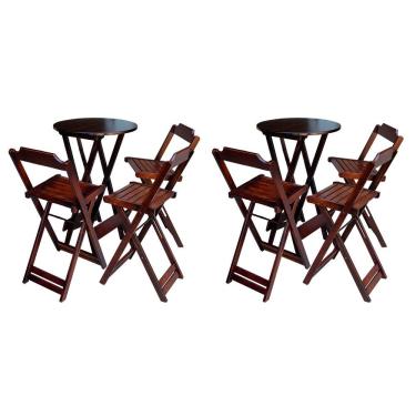 Imagem de Kit 2 Banquetas Bistrô Madeira Maciça Assento Madeira 99cm Imbuia Preguiçosa