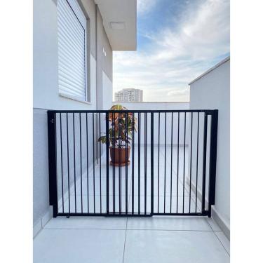 Imagem de Portão de segurança Crianças e PET Altura 85cm x Largura 105 a 200cm Alumínio Preto