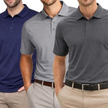Imagem de Kit 3 Camisas Polo Poliamida Masculina Básica Premium Cor:Multicolorid