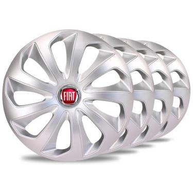 Imagem de Jogo 4 Calotas Prata Velox Aro 14 Fiat Palio Uno Siena Mobi - Elitte