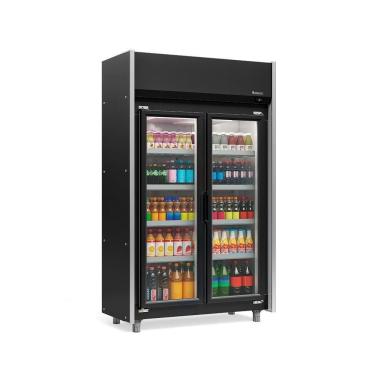 Imagem de Expositor Vertical 2 Portas Preto Geas2p 4 Prateleiras 220V Gelopar