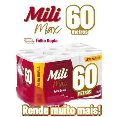 Imagem de Papel Higiênico Folha Dupla Mili 12 Rolos com 60 Metros Max Neutro / S