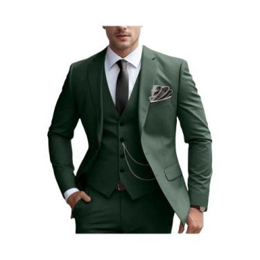 Imagem de Conjunto Masculino Slim Fit De Blazer, Colete E Calça Para Casamento, 