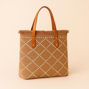 Imagem de Bolsa de Praia Grande Feminina Crochê Trançada com Alça de material si