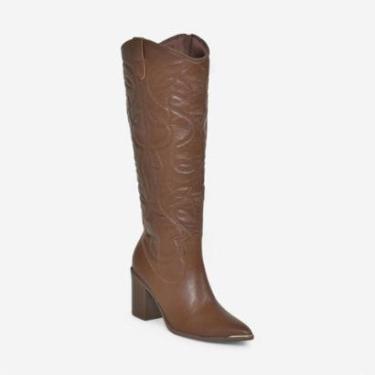 Imagem de Bota Via Marte Western Feminina Em Couro Mascavo-Feminino