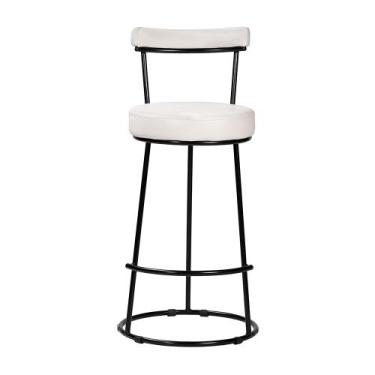 Imagem de Banqueta Alta Cozinha 70cm Encosto Industrial Aço Ziria Pu S02 - D Ros