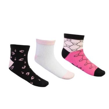 Imagem de Meia Molekinha Infantil Kit C-3 Pares MK24-59912, 28, Preto, Rosa