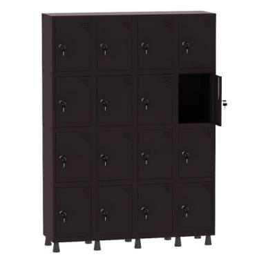 Imagem de Armário Guarda Volume Locker Roupeiro 4 Vãos 16 Portas Aço GRF504/16 P