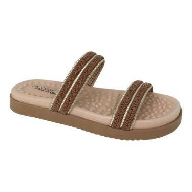 Imagem de Sandália Feminina Modare Ultraconforto Casual Maciez, Camel dourado, 3