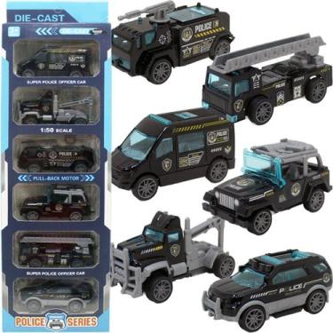 Imagem de Kit 6 Carrinhos De Brinquedo Polícia Miniatura Colecionável - Gici Imp