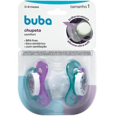 Imagem de Kit 2 Chupetas Comfort Tamanho 1 De 0 À 6m Silicone Buba - Unicórnio
