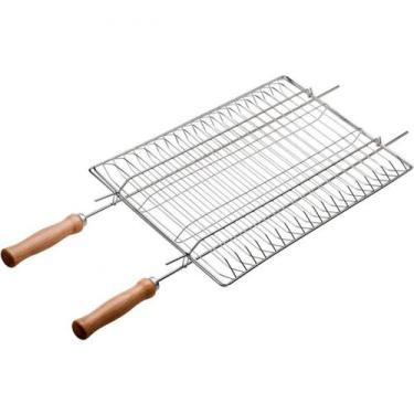 Imagem de Grelha Dupla Para Churrasco Churrasqueira Assados Grelhados - Taumer