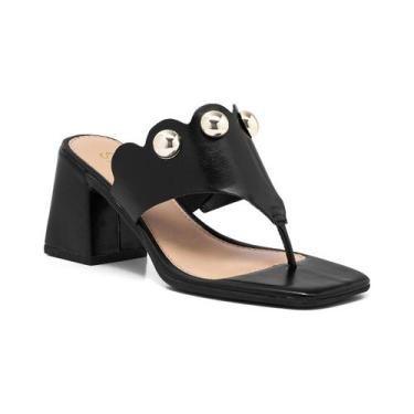 Imagem de Tamanco Feminino Stessy Casual Salto Bloco Meia Esfera Nuvem Babado -,