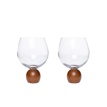 Imagem de Jogo 2 Taças para Gin de Cristal e Madeira Acácia 640ml 23108 Mart