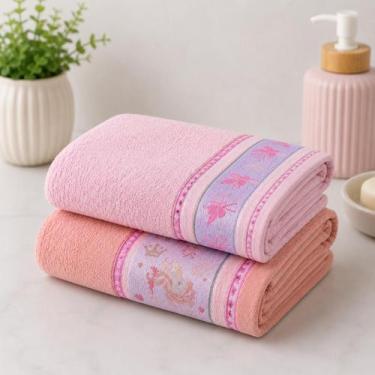 Imagem de Kit 2 Toalhas de Banho Infantil Kids 100 Algodão 68x110cm Appel, Femin
