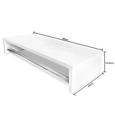 Imagem de Cabideiro Parede Branco 60x12x25cm Otimiza Espaço e Roupas - Bestway
