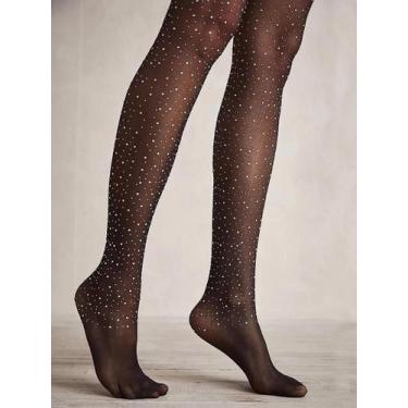 Imagem de Meia-calça Feminina De Verão Com Strass Brilhantes, Malha De Nylon Tra