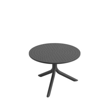 Imagem de Mesa de Apoio Livy Aurah Redonda Tampo em Polipropileno Estrutura em Plástico Resistente à Umidade Preto Plaxmetal 60CM