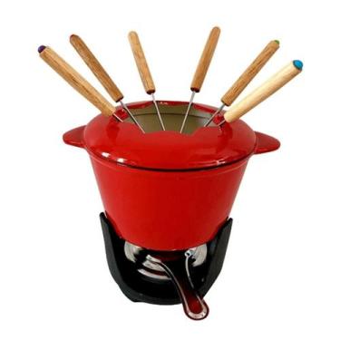 Imagem de Fondue Para Queijo Em Ferro Fundido Vermelho 10 Peças - Fracalanza - F