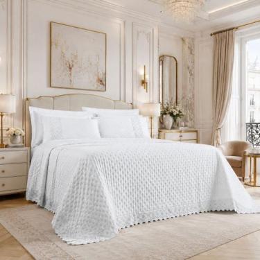 Imagem de Cobre Leito London 100%algodão Casal King Luxo Conforto COR:BRANCO - D