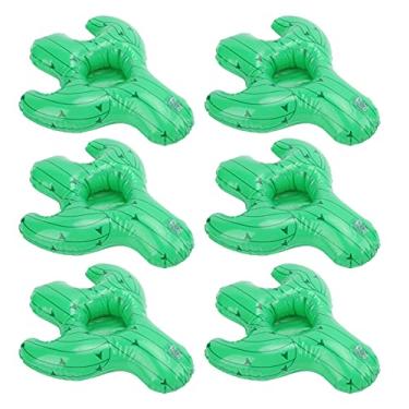 Imagem de Suporte para bebidas de piscina, porta-bebidas dobrável portátil durável inflável Suporte para bebidas em forma de cacto para bebidas de espera