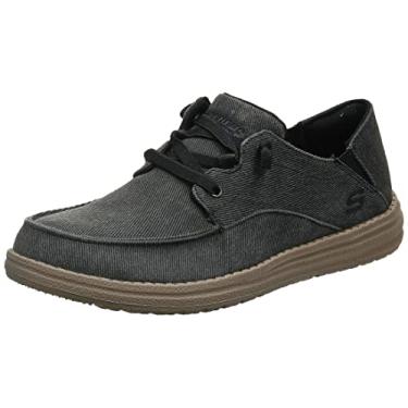 Imagem de Skechers Mocassim masculino de lona sem cadarço Volgo Melson, Preto, 7.5