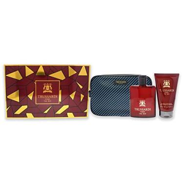 Imagem de Trussardi Uomo The Red da Trussardi para homens – Conjunto de presente de 3 peças 100 ml, spray Edt Spray, xampu de 100 ml, gel de banho Anad, 3 unidades