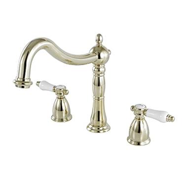Imagem de Kingston Brass KS1342BPL Bel Air – Enchimento de banheira romana com alavanca, 21,5 cm de alcance do bico, latão polido