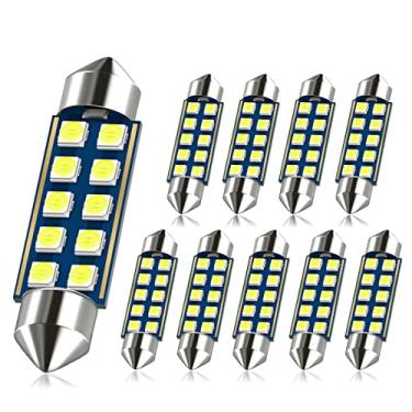 Imagem de DODOFUN 41 mm 42 mm Festoon 211-2 569 578 6411 6000K lâmpadas LED extra brilhantes brancas para carro interior placa de licença mapa domo porta porta-malas luz de cortesia 10-SMD Chipset Canbus livre de erros