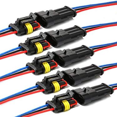 Imagem de Conector elétrico à prova d'água Yetor Way, conectores de fio elétricos de 2 pinos com fio 16 AWG Marine para carro, caminhão, barco e outras conexões de fio. (pacote com 5)YETOR 3pin MANTOU-106