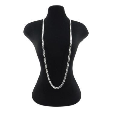 Imagem de Corrente Masculina 70Cm 5Mm Largura Folheada Prata Cr864