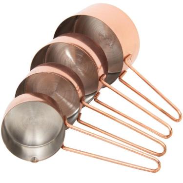 Imagem de Conjunto 4 Xícaras Medidoras Cor Bronze Rosê Gold Mimo Style