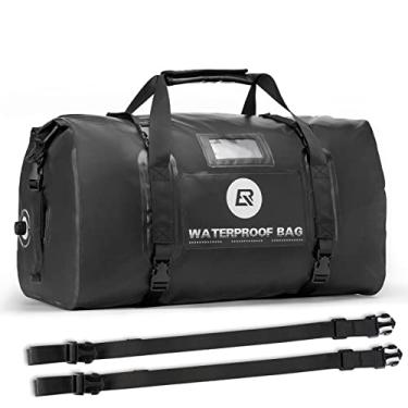 Imagem de Bolsa impermeável para viagem à Motocicleta 60L ROCKBROS Bolsa de viagem para motociclismo, passeios de barco, caiaque, acampamento, pesca, aventuras ao ar livre para homens e mulheres, Preto, 60L