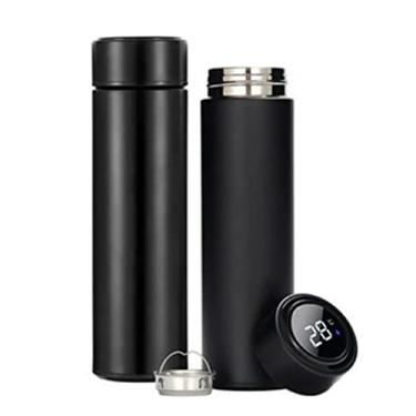 Imagem de Garrafa Térmica de Aço 500ml Com Sensor de Medida de Temperatura de LED Touch Portátil Inoxidável Copo Isolado Premium Água Chá Café PREMIUM SYANG (PRETO)