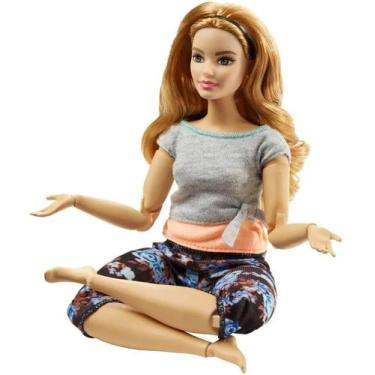 Boneca Barbie Made To Move Aula De Yoga Loira Mattel Ftg80 em