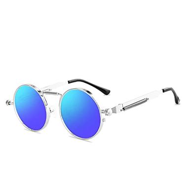 Imagem de Óculos de sol vintage estilo punk masculino retrô redondo armação de metal feminino óculos de sol moda óculos de sol gafas sol mujer UV400,C11,A