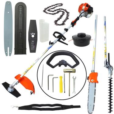 Imagem de Roçadeira Multifuncional Lateral Vulcan VRM330 2 Tempos 1,3HP 32,6cc 9000rpm À Gasolina Com Podador De Galhos Sabre de 30cm + Carretel de Nylon