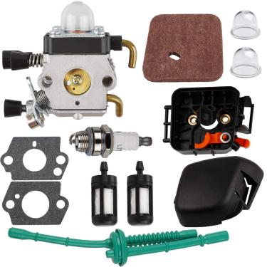 Imagem de C1Q-S97 Carburador Filtro de ar e caixa Kit de linha de combustível para STIHL FS38 FS45 FS46 FS55 KM55 HL45 FS45L FS45C FS46C FS55C FS55R Cordão cortador de grama cortador de grama