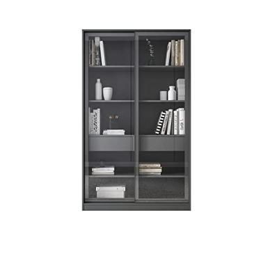 Imagem de KIZQYN Estante de livros do chão ao teto vidro porta móvel estudo sala de estar quarto porta deslizante estante estante de livros (cor: A, tamanho: grande)