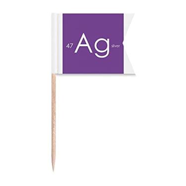 Imagem de Elementos Químicos Mesa menstrual Metais de transição Prata Ag Bandeiras de palito de dente Marcação de rotulagem para bolo de festa Prato de queijo