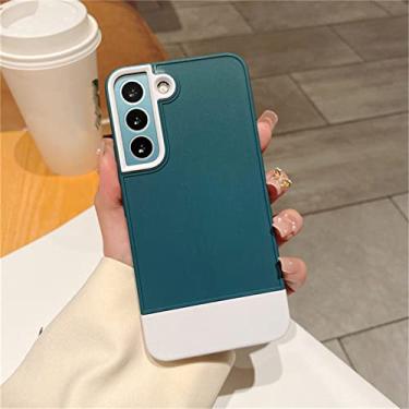 Imagem de Capa fosca de cor contrastante 3 em 1 para samsung s22 ultra plus s21fe a53 a73 a33 a13 a52 a72 a32 a22 a12 a21s a50 capa de silicone macio, verde escuro, para a52s 5g