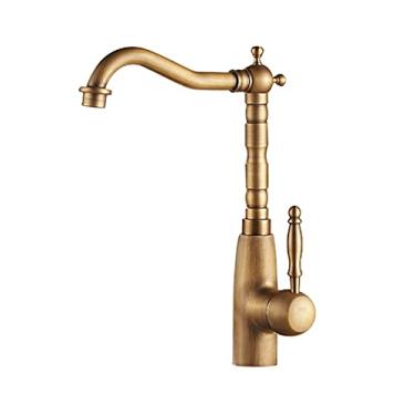 Imagem de LIDON Torneira de pia de cozinha retrô, torneira de pia banheiro vintage, torneira de cozinha de alça única, torneira de pia de banheiro vintage furo único, antigo A (cor: antigo b)