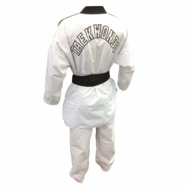 Imagem de Dobok Olimpic A3 Kimono Taekwondo Adulto Sungjá Branco Gola Preta Cane