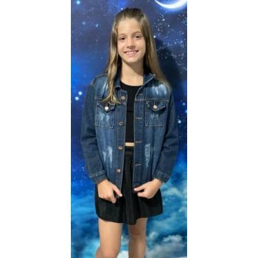 Imagem de Jaqueta Jeans Feminina Juvenil 100% Algodão Clara Ou Escura 10 Ao 16 (