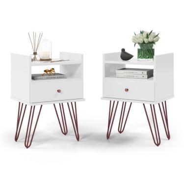 Imagem de Conjunto com 2 Mesas de Cabeceira Bill 2 Gavetas Branco