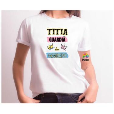 Imagem de Camiseta Adulto Titia Guardiã Do Segredo Est. Rosa Azul - Chá Revelaçã