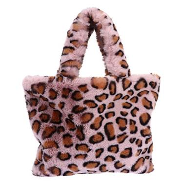 Imagem de Bolsa transversal com alça superior e corrente de sintética, estampa de leopardo, bolsa feminina, rosa, 28X25X9cm